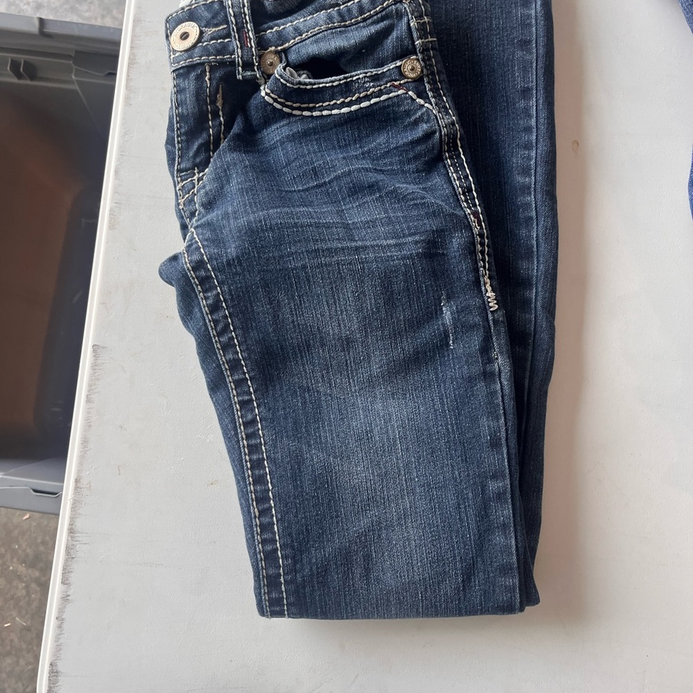 Hydraulic Skinny Jeans with Fading and Distressing